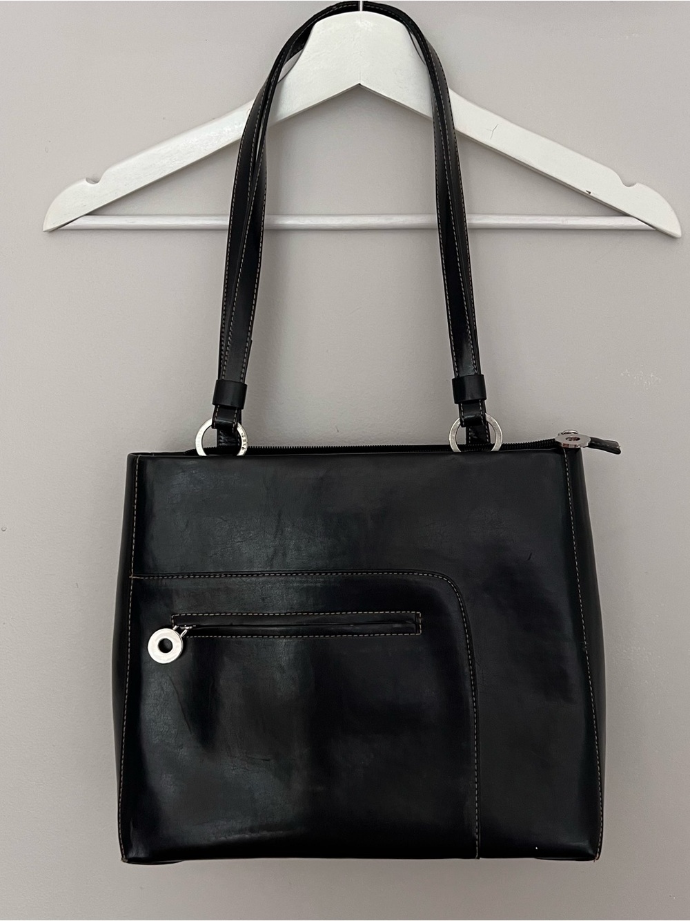 Vintage Black Leather Shoulder Bag